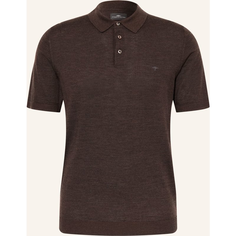 Fynch-Hatton Strick-Poloshirt braun
