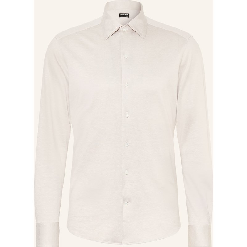 Zegna Jerseyhemd Slim Fit Mit Seide Und Leinen beige