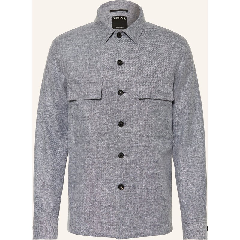Zegna Overjacket Mit Leinen blau