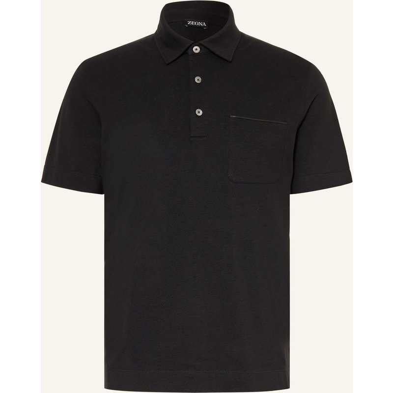 Zegna Piqué-Poloshirt schwarz