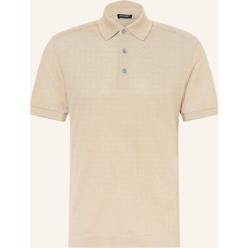 Zegna Piqué-Poloshirt Mit Seide beige