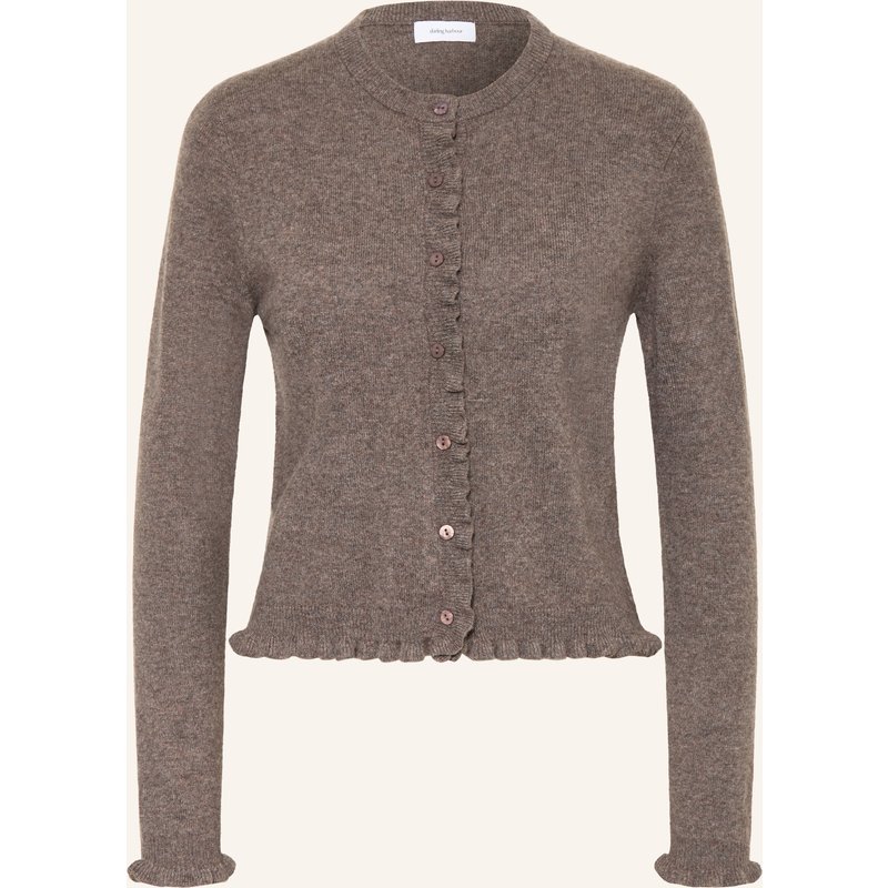 Darling Harbour Strickjacke Aus Cashmere Mit Rüschen braun