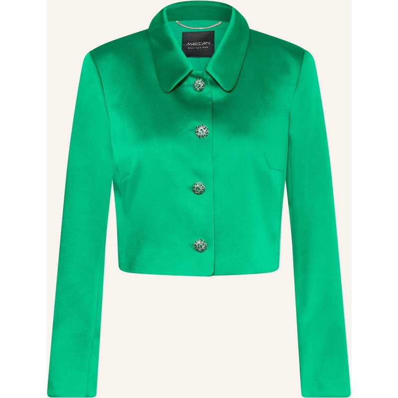 Marc Cain Cropped-Jacke Aus Satin Mit Schmucksteinen gruen