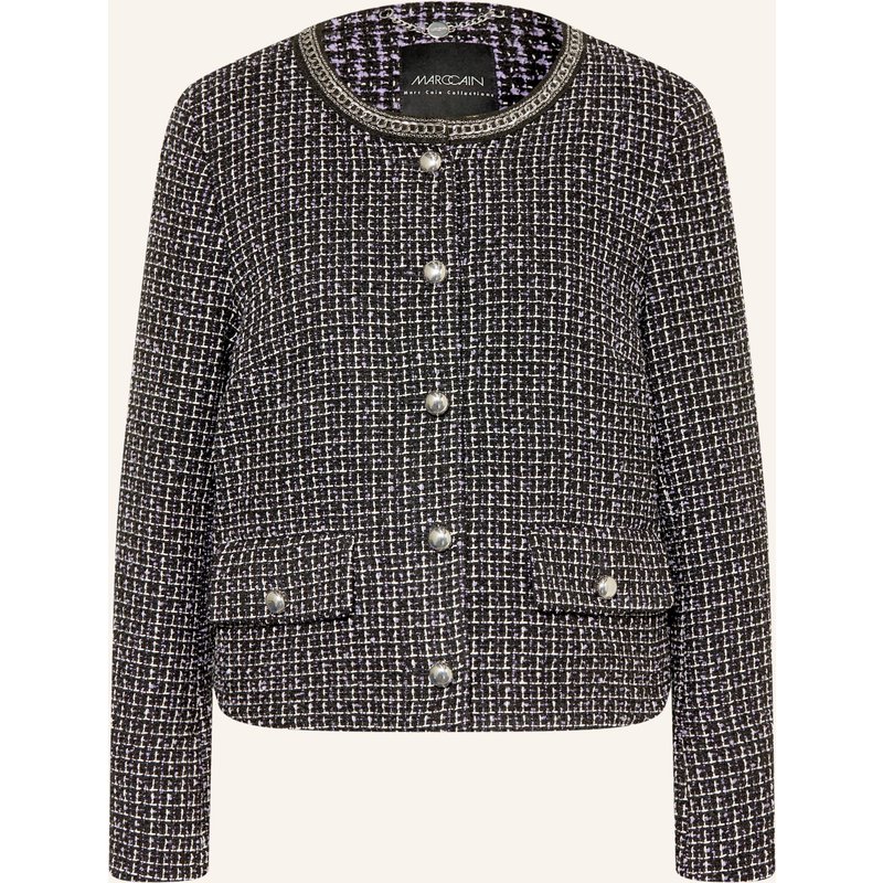 Marc Cain Kastenjacke Aus Tweed Mit Schmucksteinen schwarz