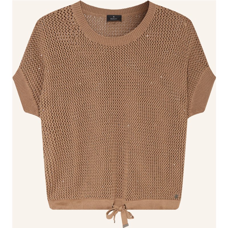 Monari Strickshirt Mit Schmucksteinen braun