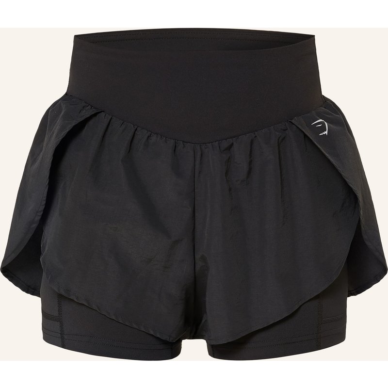 Gymshark 2-In-1-Laufshorts schwarz
