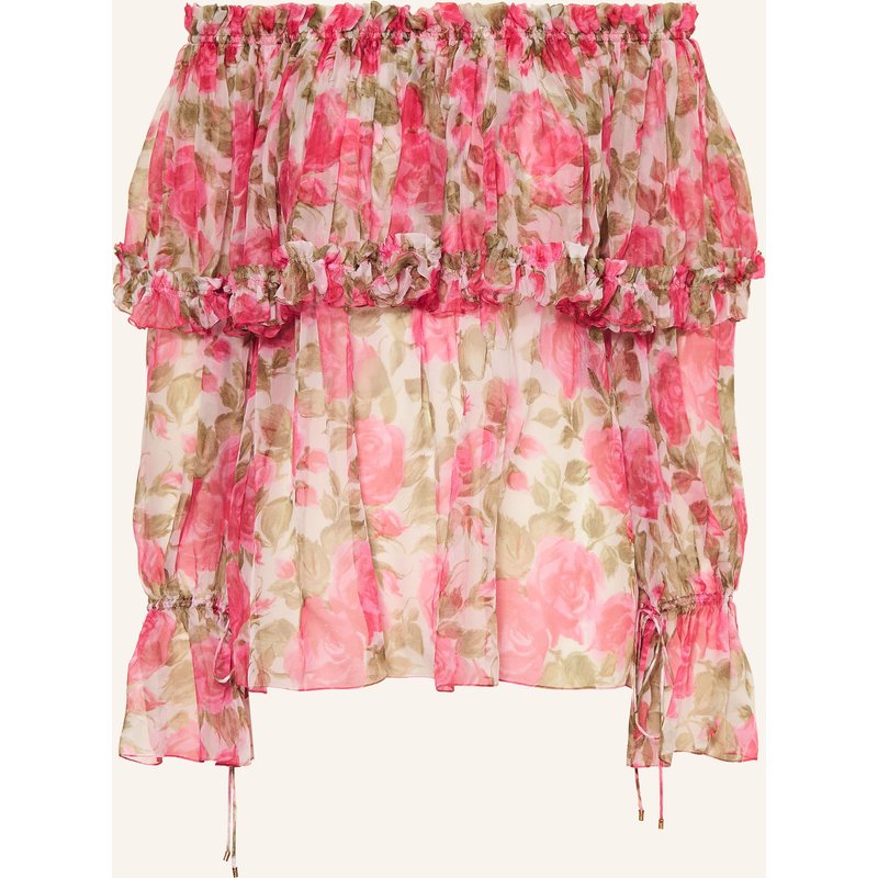 Chloé Off-Shoulder-Bluse Aus Seide Mit Rüschen pink