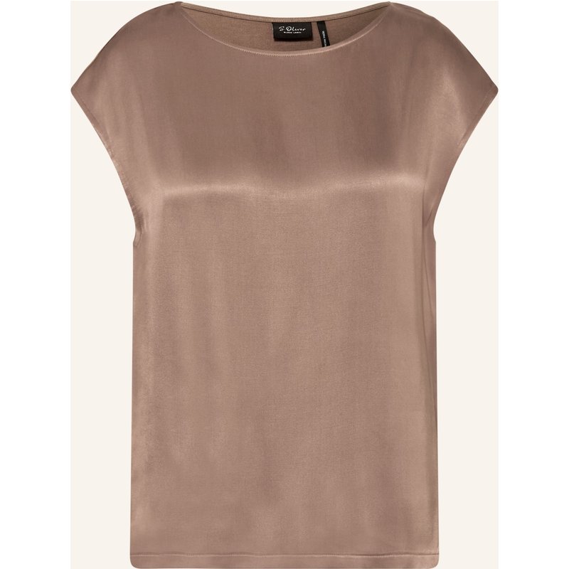 S.Oliver Black Label Blusentop Im Materialmix braun