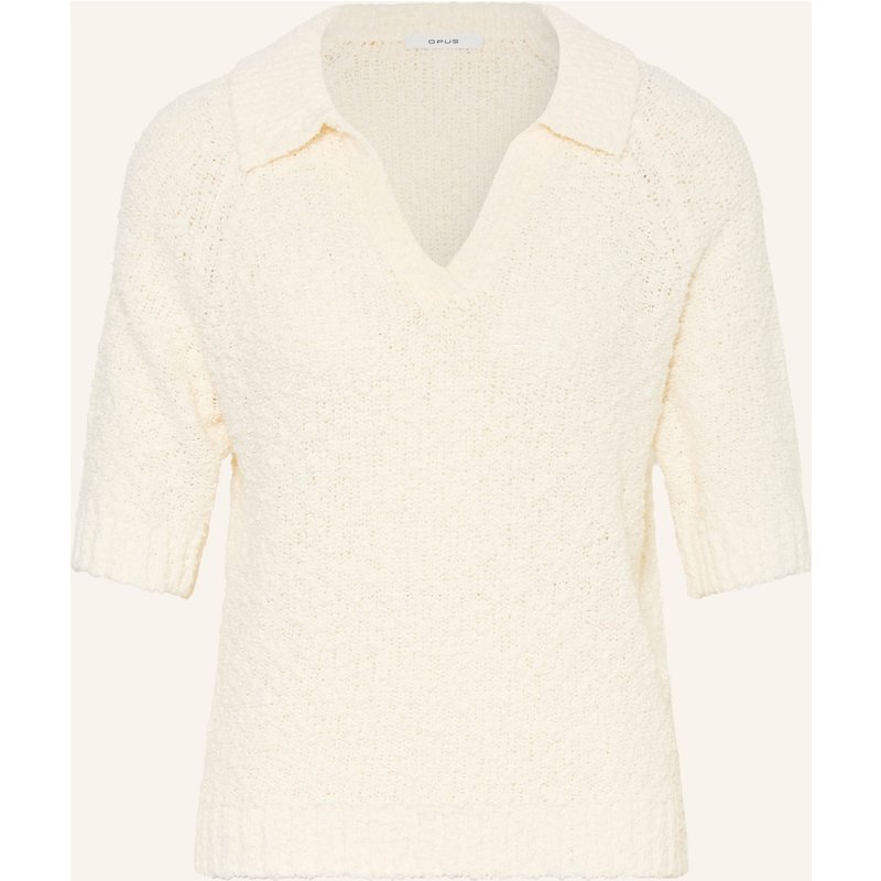 Opus Strick-Poloshirt Posilly Aus Bouclé weiss