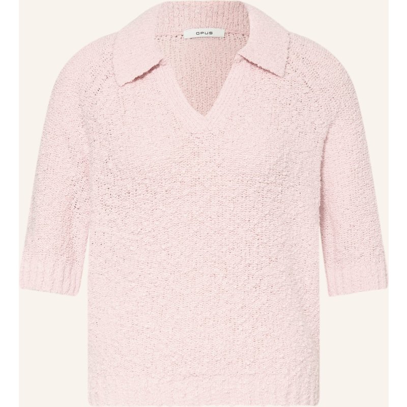 Opus Strick-Poloshirt Posilly Aus Bouclé rosa