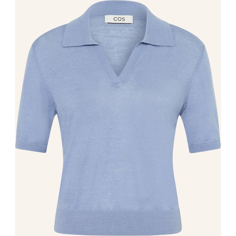 Cos Strick-Poloshirt Mit Leinen blau