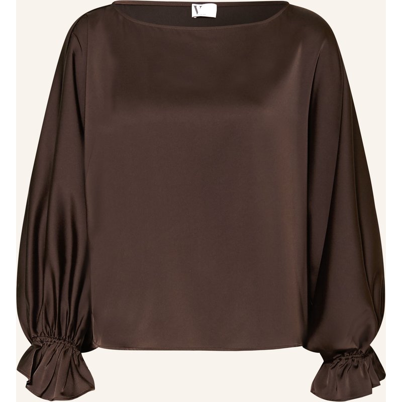 V By Vera Mont Blusenshirt Aus Satin Mit Rüschen braun