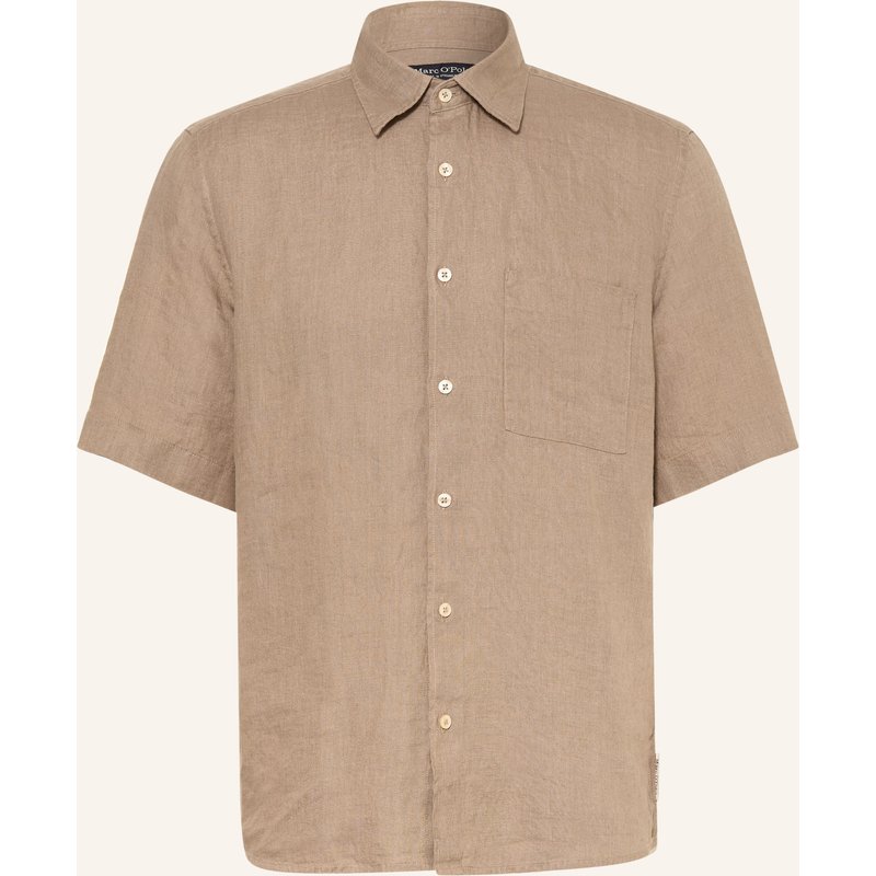 Marc O'polo Kurzarm-Hemd Regular Fit Aus Leinen beige