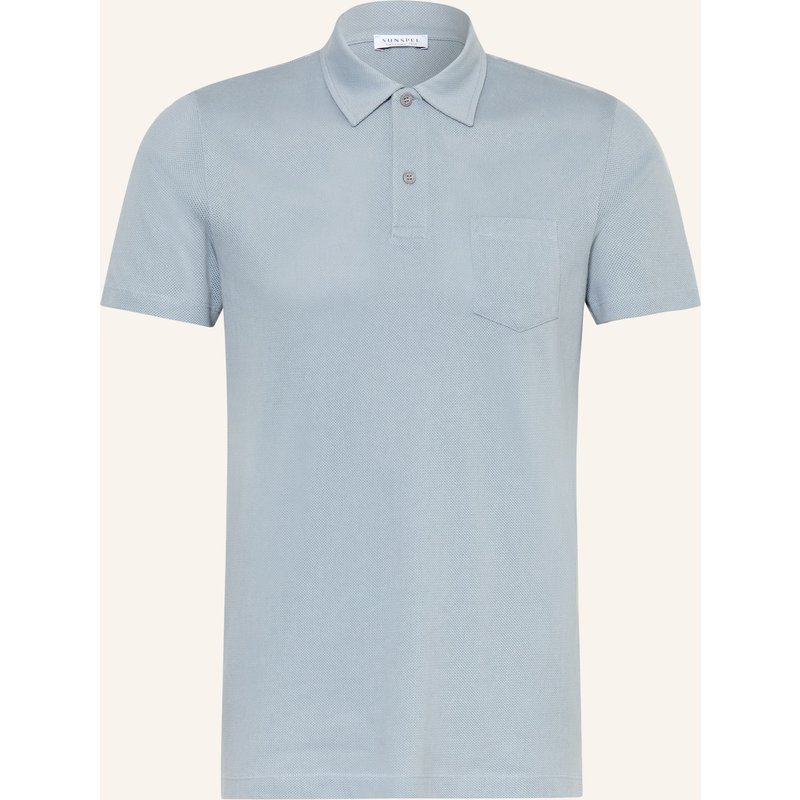 Sunspel Strick-Poloshirt Riviera blau