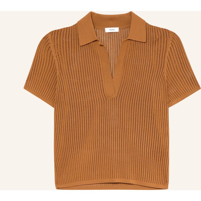 Reiss Strick-Poloshirt braun