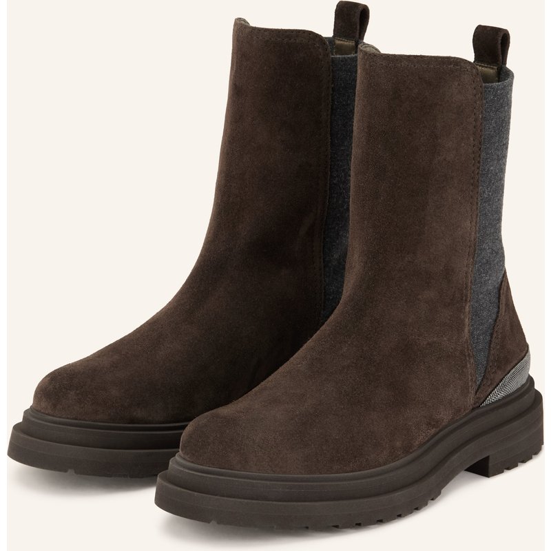 Brunello Cucinelli Chelsea-Boots Mit Schmucksteinen braun