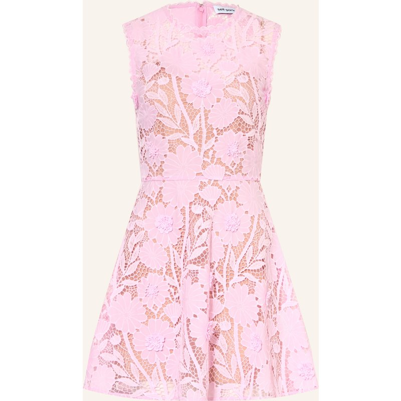 Self-Portrait Kleid Aus Lochspitze pink