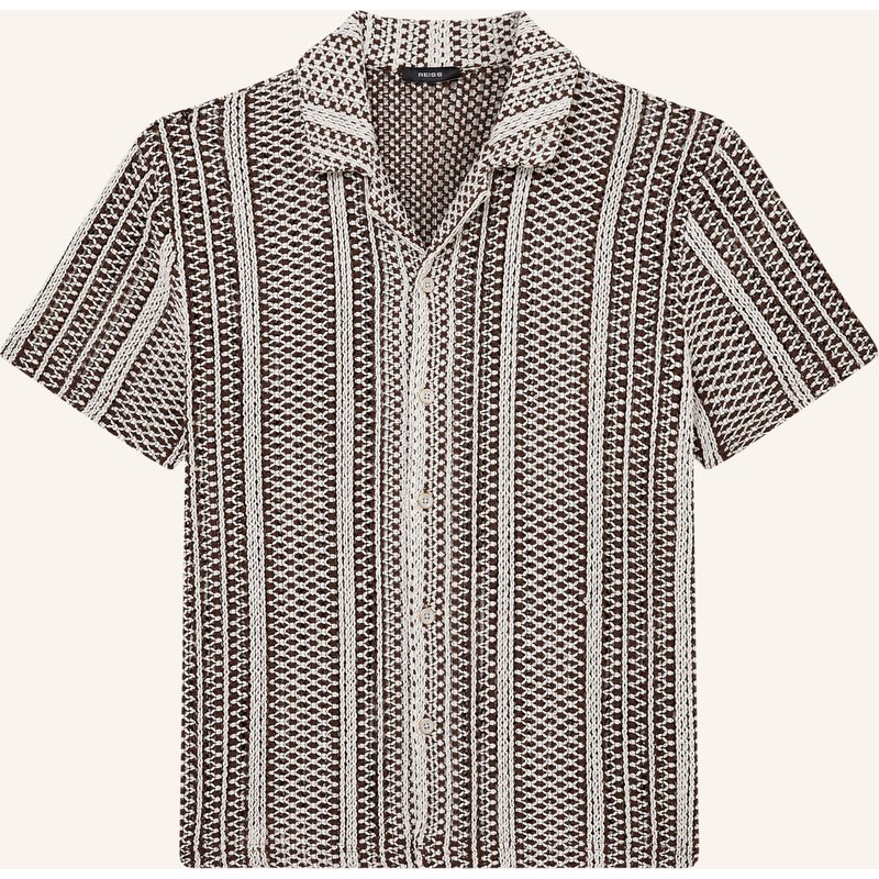 Reiss Häkelhemd Aetos Comfort Fit braun