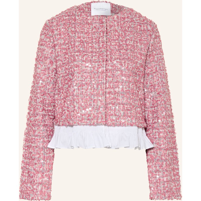 Rich & Royal Kastenjacke Aus Tweed Mit Pailletten Und Rüschen rot