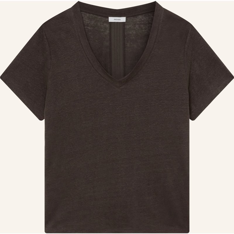 Reiss T-Shirt Lola Aus Leinen braun