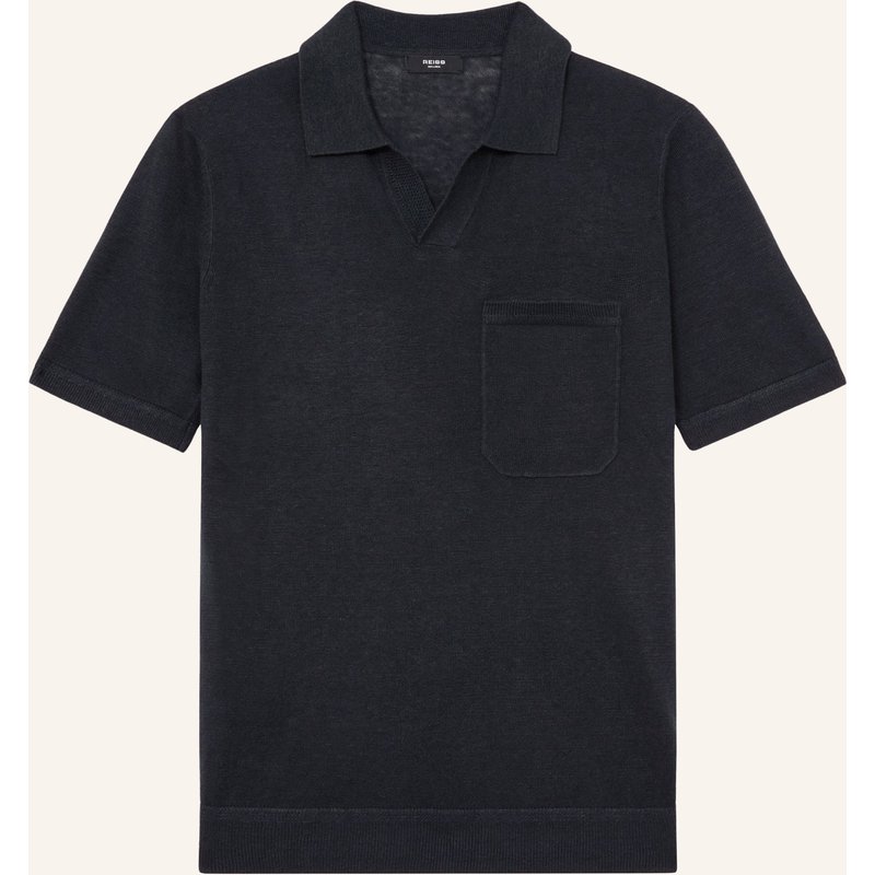 Reiss Strick-Poloshirt Fairmont blau