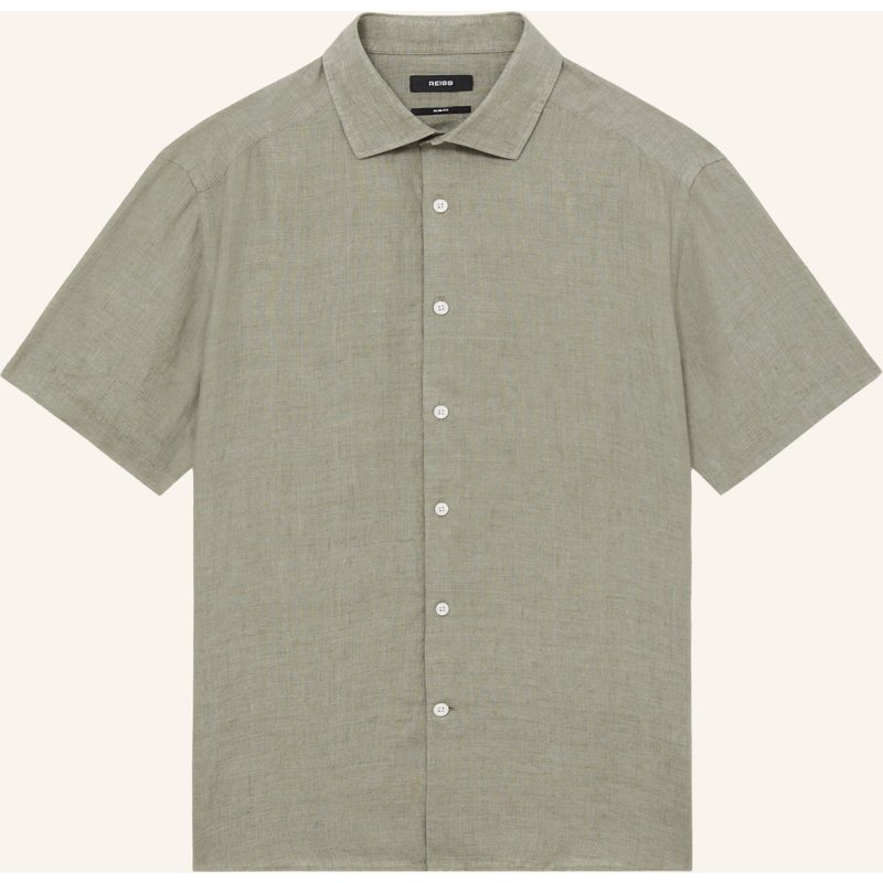 Reiss Kurzarm-Hemd Holiday Slim Fit Aus Leinen gruen