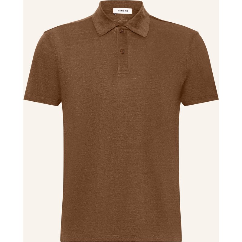 Sandro Leinen-Poloshirt braun
