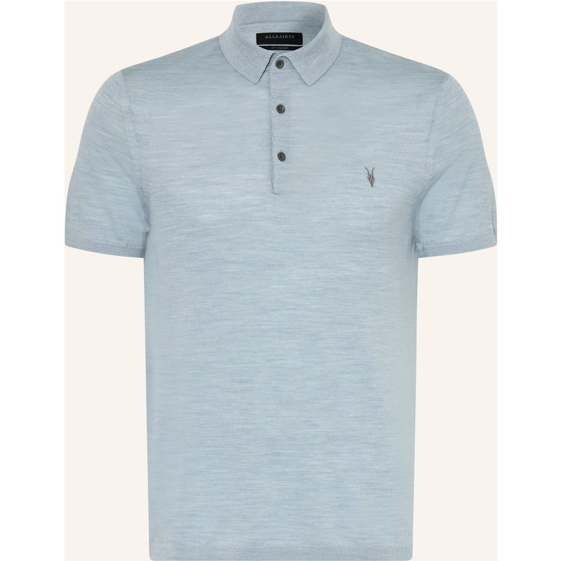 Allsaints Strick-Poloshirt Mode Merino Aus Merinowolle blau