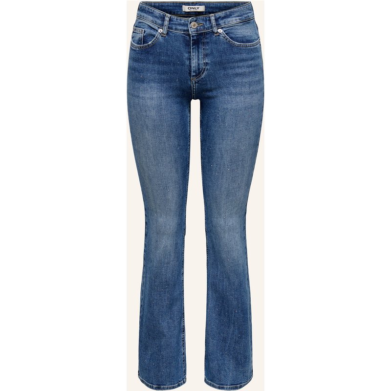 Only Flared Jeans Mit Schmucksteinen blau