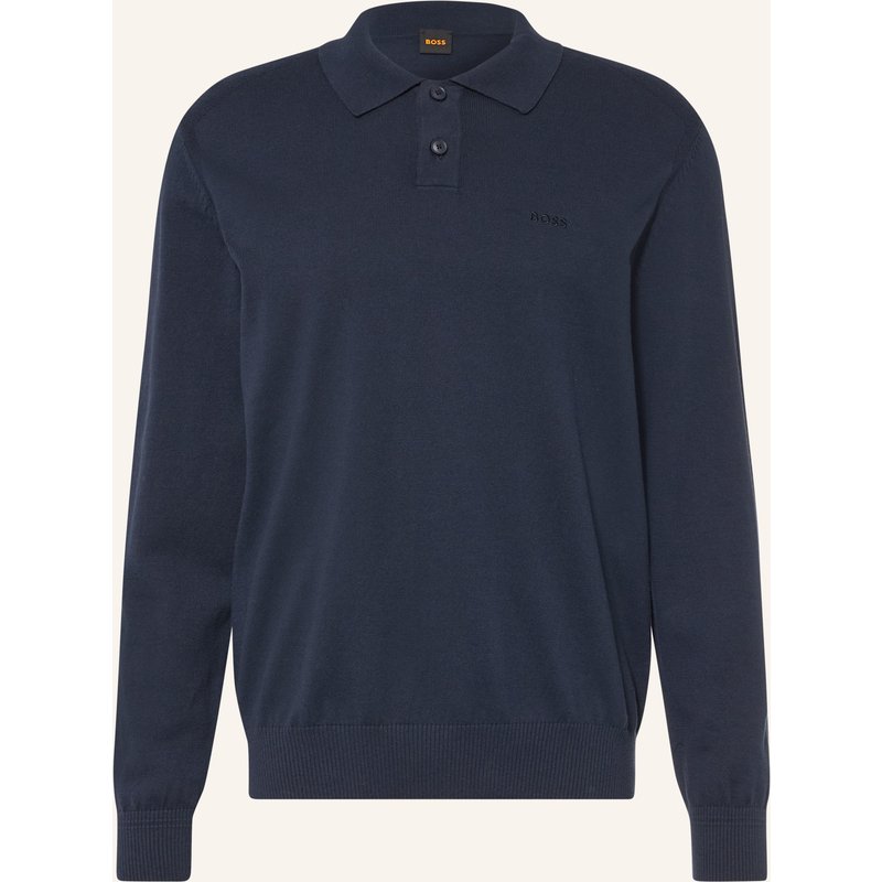 Boss Strick-Poloshirt Asac blau