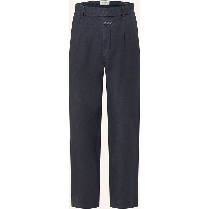 Closed Leinenhose Blomberg Relaxed Fit blau