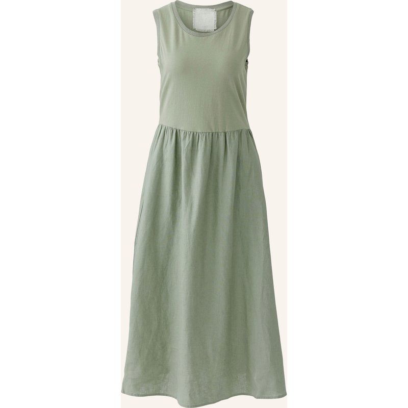 Oui Kleid Im Materialmix Mit Leinen gruen