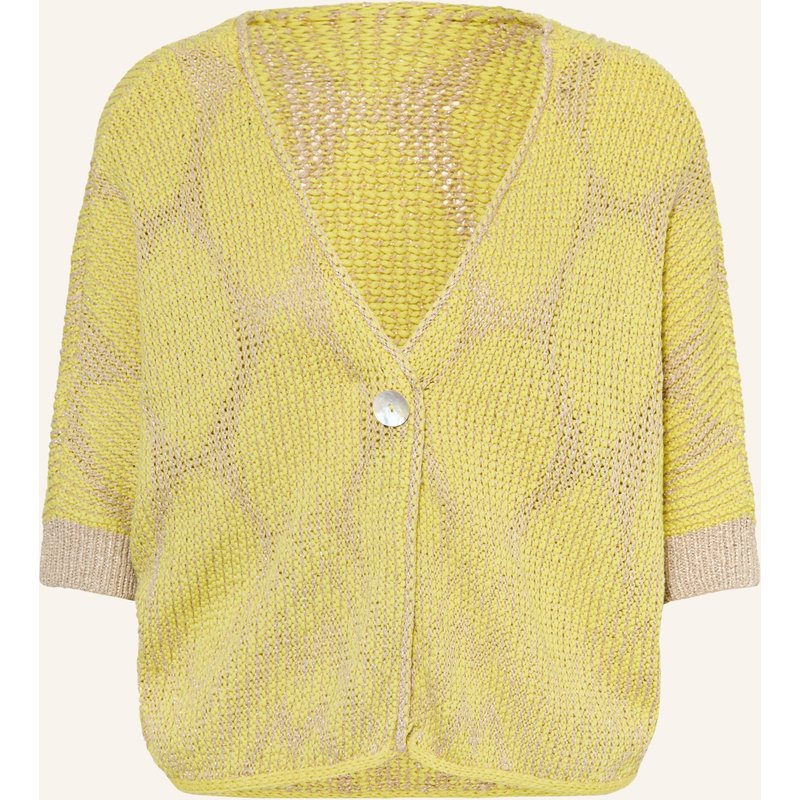 Oui Strickjacke Mit Glitzergarn gelb