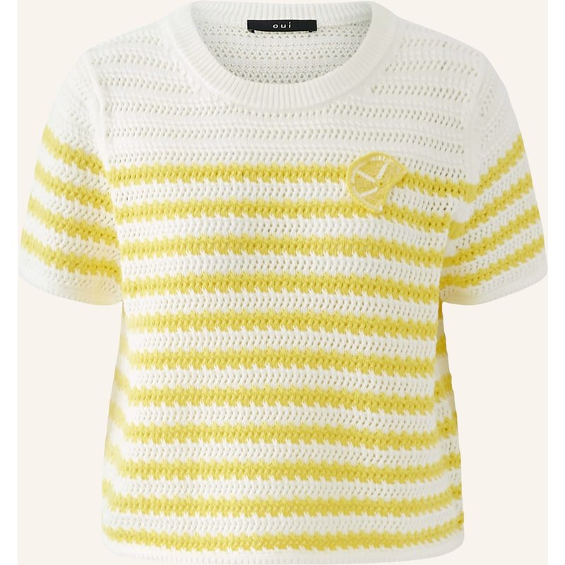 Oui Strickshirt Mit Pailletten weiss