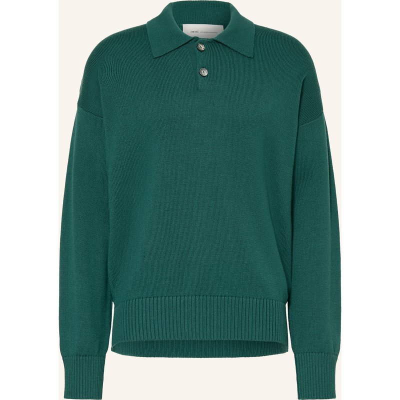 Ami Paris Strick-Poloshirt Mit Leinen gruen