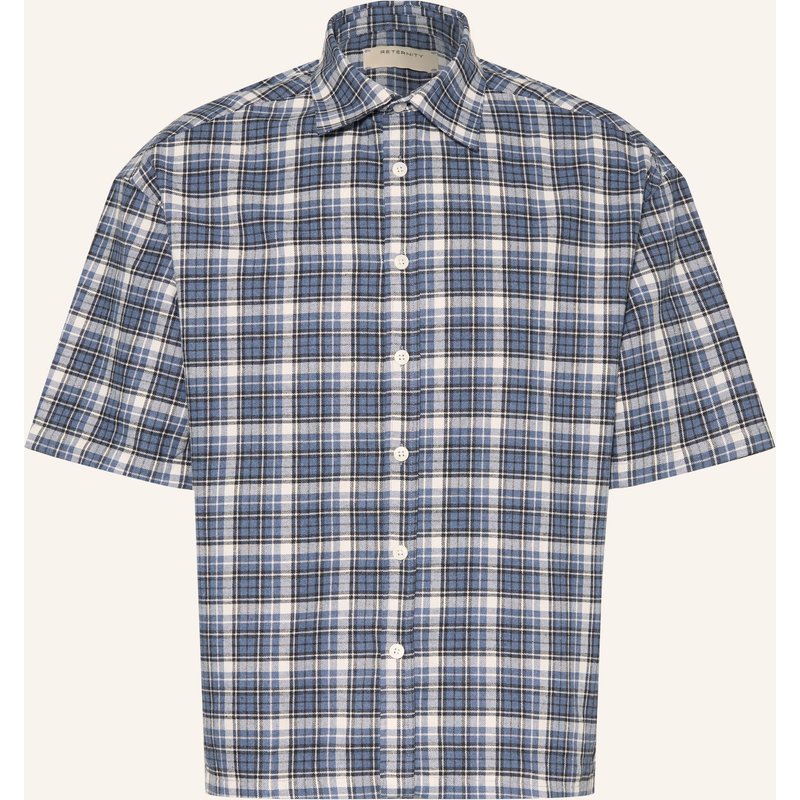 Reternity Kurzarm-Hemd Comfort Fit Aus Flanell blau