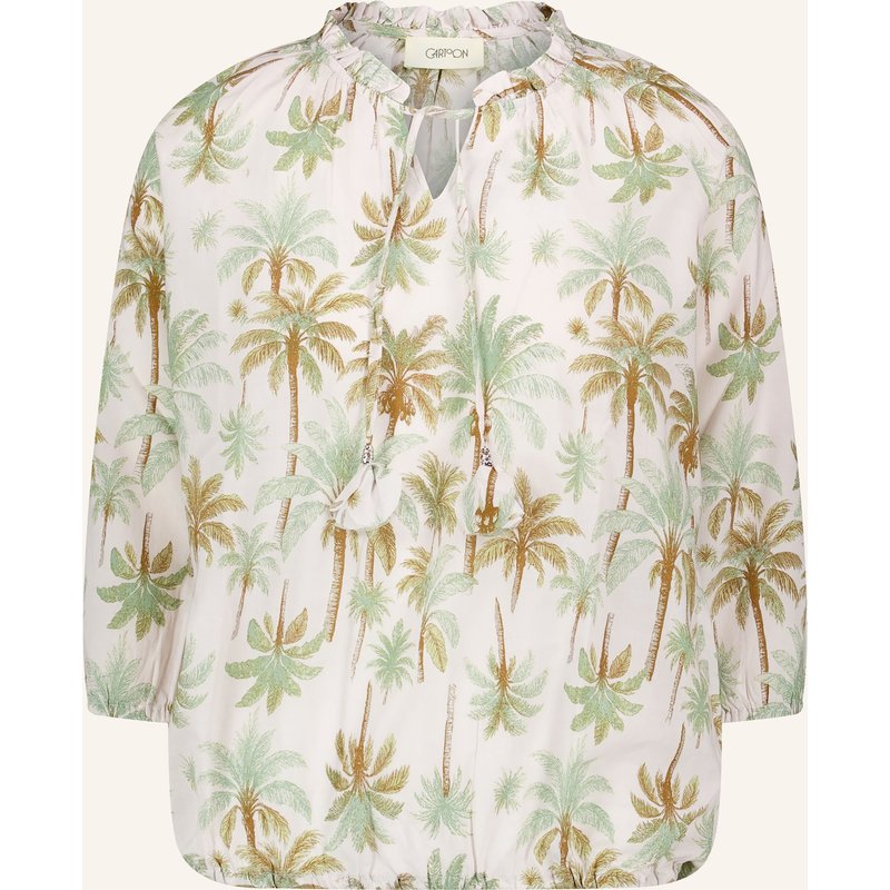 Cartoon Blusenshirt Mit 3/4-Arm Und Rüschen beige
