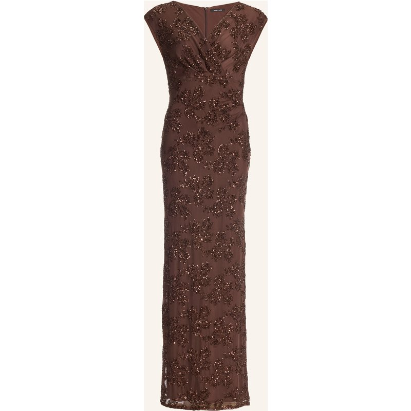 Swing Abendkleid Aus Mesh Mit Pailletten braun