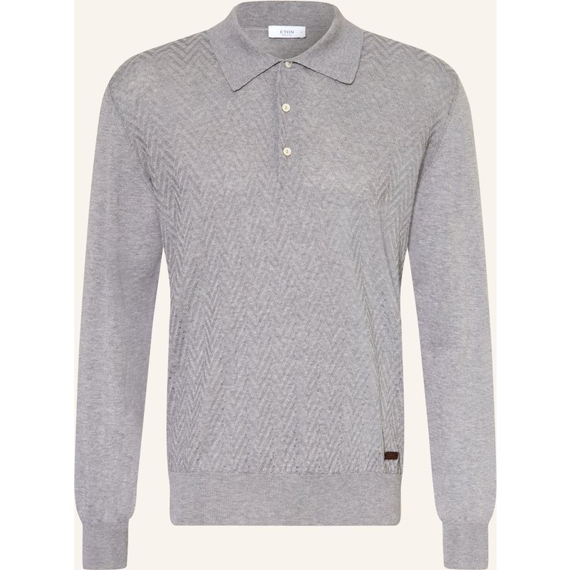Eton Strick-Poloshirt grau