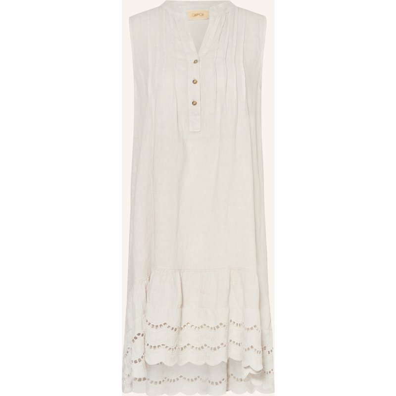 Cartoon Leinenkleid Mit Lochspitze beige