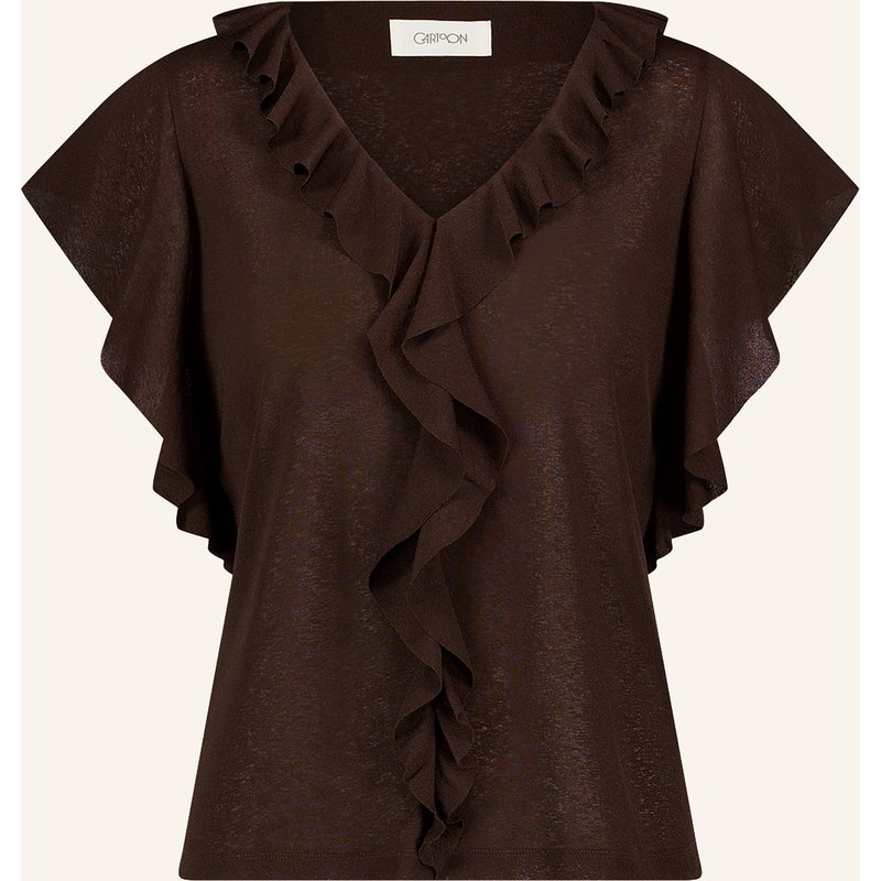 Cartoon Blusenshirt Mit Volants braun