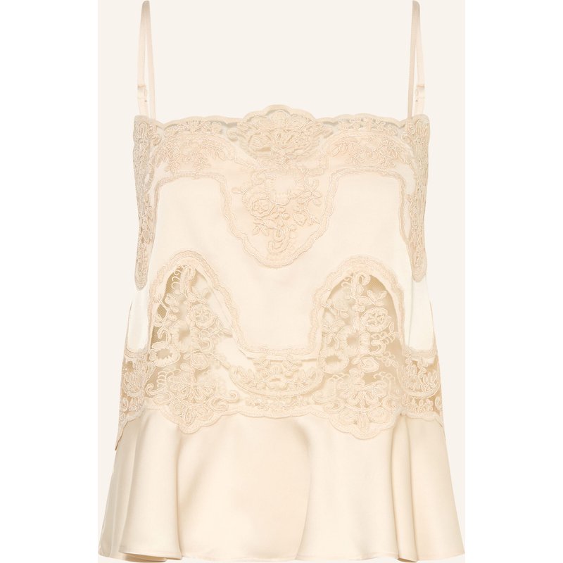 Mrs & Hugs Blusentop Mit Spitze beige