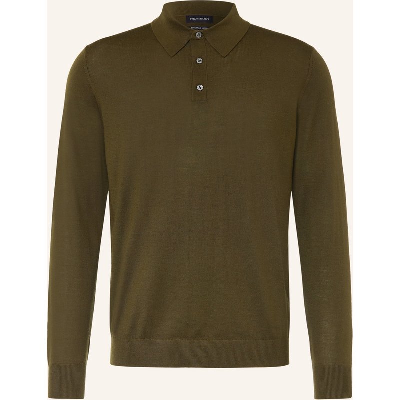 Strokesman's Strick-Poloshirt Aus Merinowolle gruen