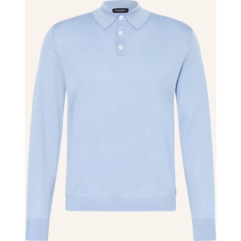 Strokesman's Strick-Poloshirt Aus Merinowolle blau