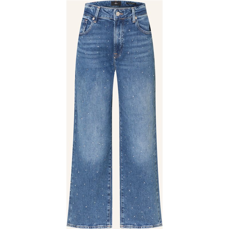 7 For All Mankind Straight Jeans Stovepipe Mit Schmucksteinen blau