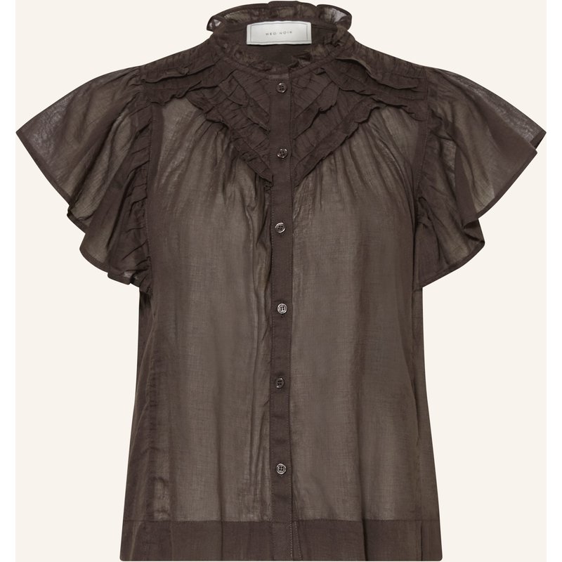 Neo Noir Bluse Vinsa S Mit Rüschen braun