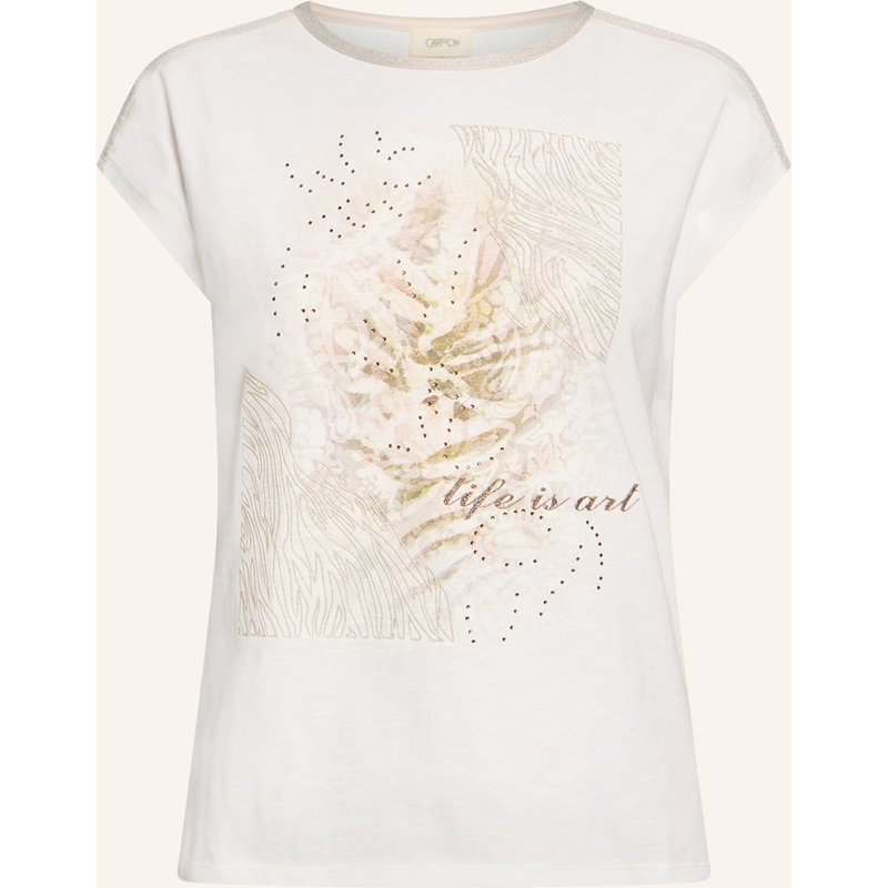 Cartoon T-Shirt Mit Schmucksteinen Und Glitzergarn weiss