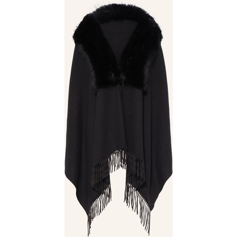 Rino & Pelle Cape Wendy Mit Kunstfell schwarz