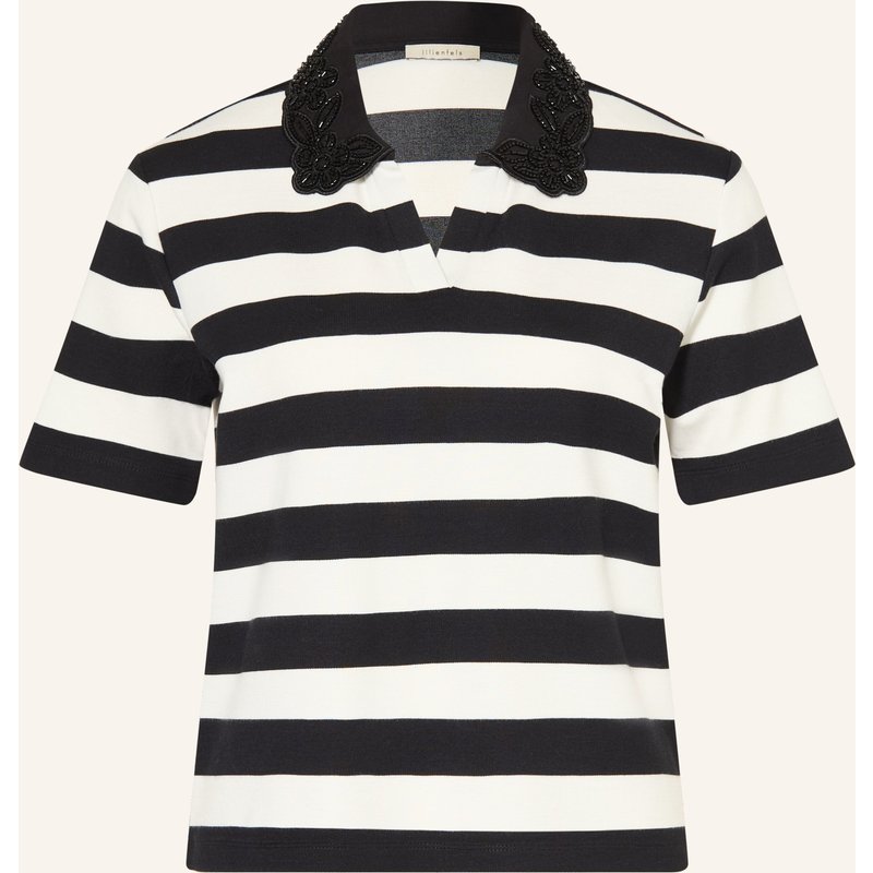 Lilienfels Jersey-Poloshirt Mit Schmuckperlen weiss