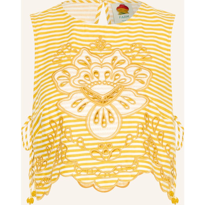 Farm Rio Cropped-Top Mit Leinen Und Spitze gelb